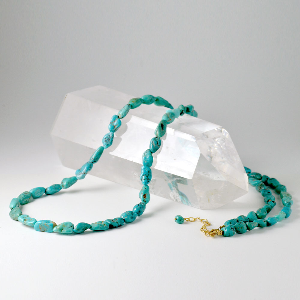 ターコイズ タンブル ロングネックレス
