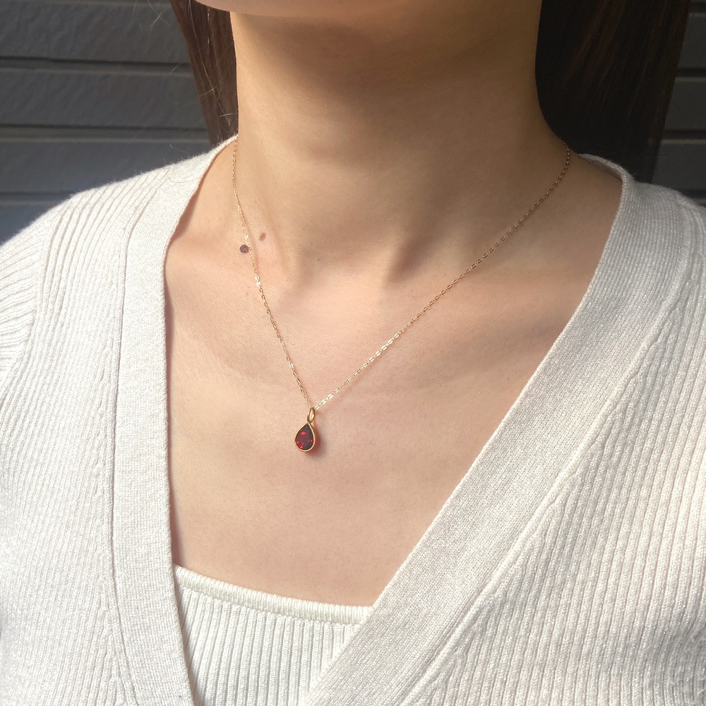 K18 ガーネット ドロップ ペンダントトップ