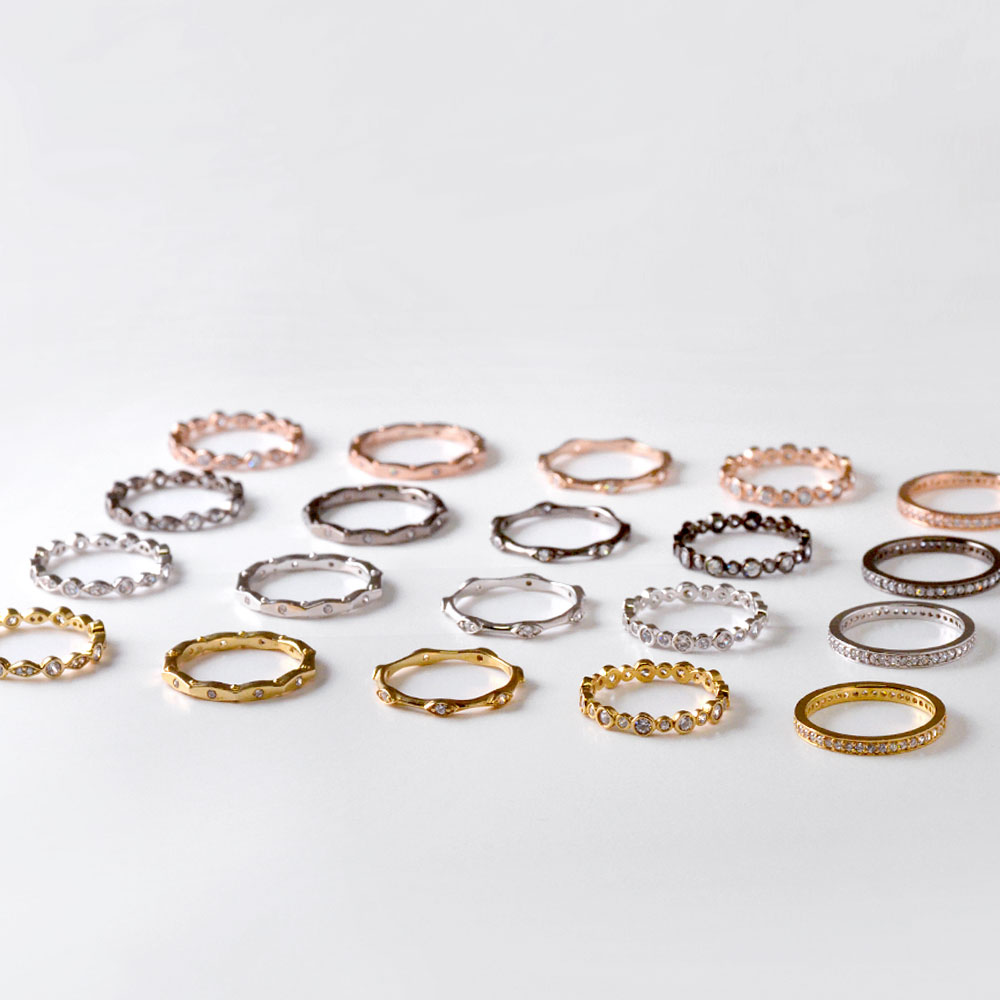 シルバー925 キュービックジルコニア フルリング (ゴールド ロジウム 古美銀 ピンクゴールド)