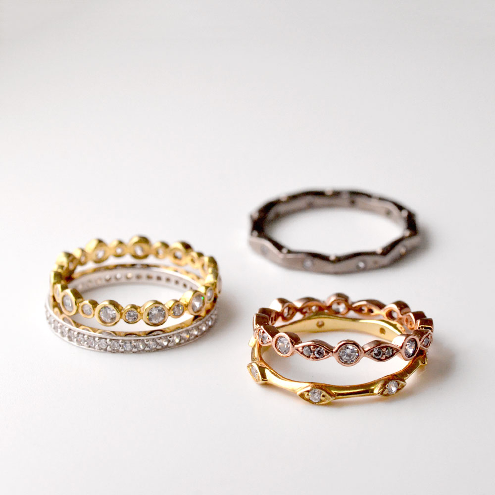 シルバー925 キュービックジルコニア フルリング (ゴールド ロジウム 古美銀 ピンクゴールド)