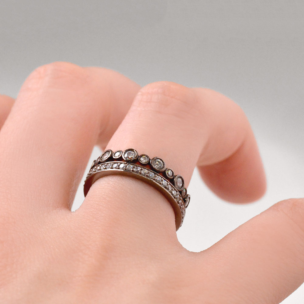 シルバー925 キュービックジルコニア フルリング (ゴールド ロジウム 古美銀 ピンクゴールド)