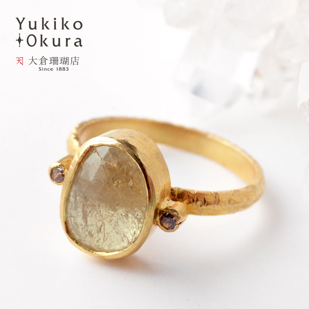 SV925 ベージュカラーサファイア ダイヤ(0.045ct)リング