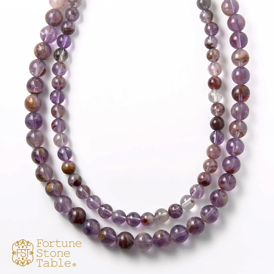 カラーで選ぶラウンドネックレス (6mm･8mm)　アメシストファントム【Fortune Stone Table】