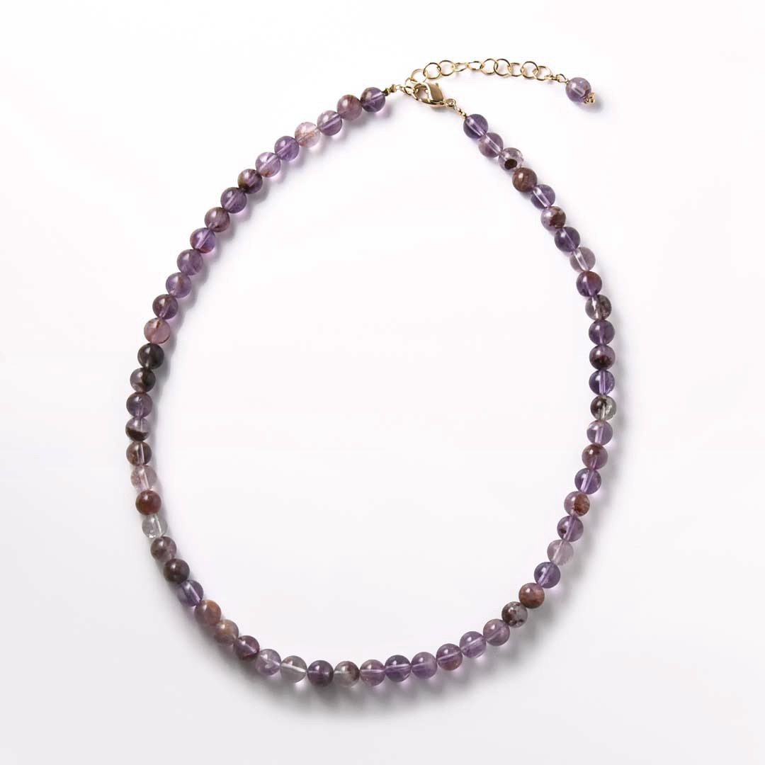 カラーで選ぶラウンドネックレス (6mm･8mm)　アメシストファントム【Fortune Stone Table】