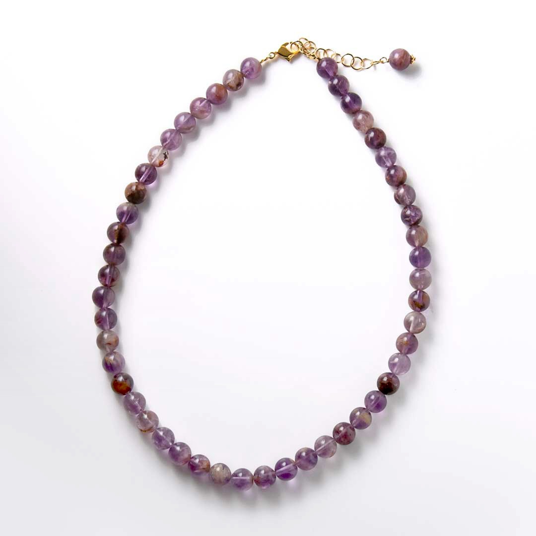 カラーで選ぶラウンドネックレス (6mm･8mm)　アメシストファントム【Fortune Stone Table】