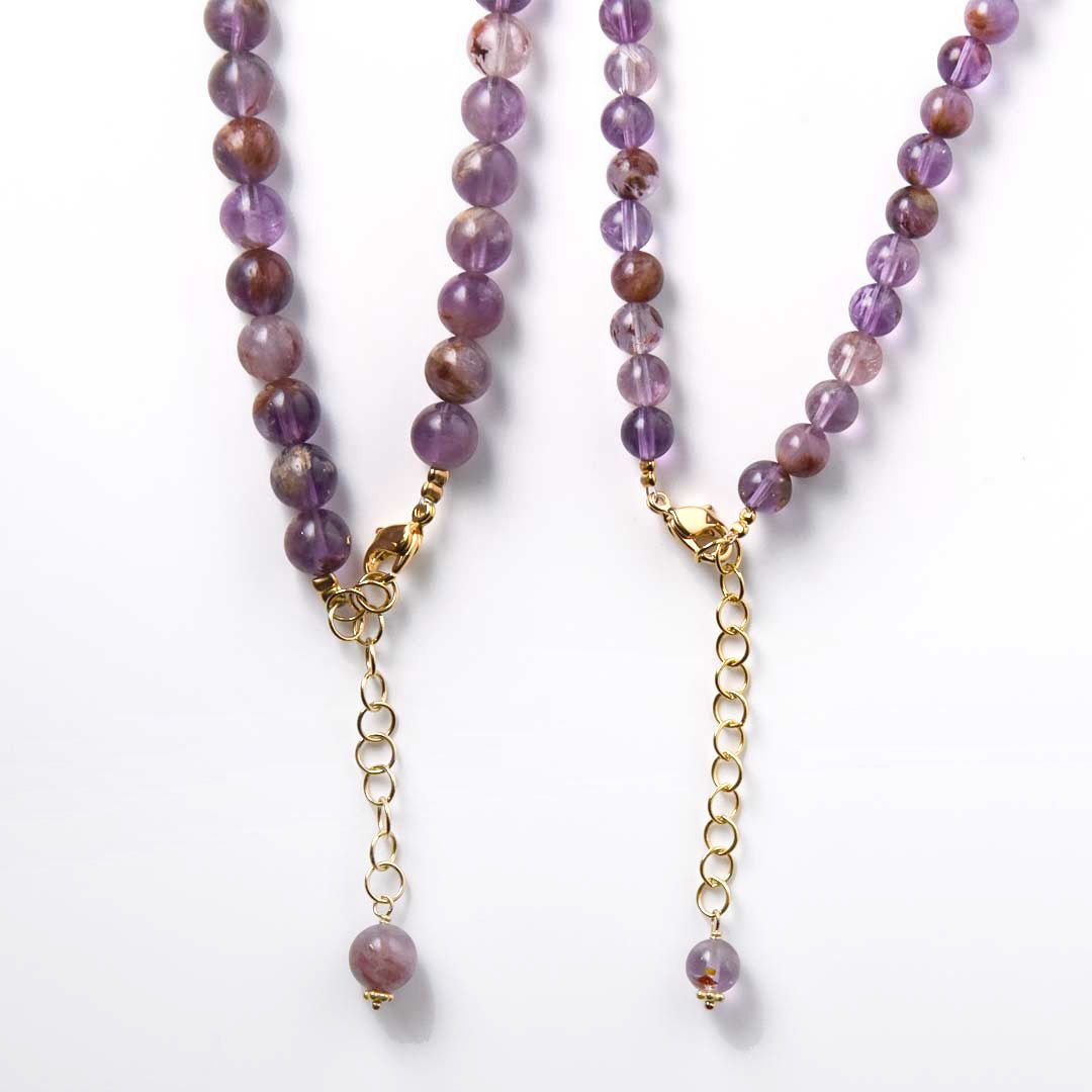 カラーで選ぶラウンドネックレス (6mm･8mm)　アメシストファントム【Fortune Stone Table】