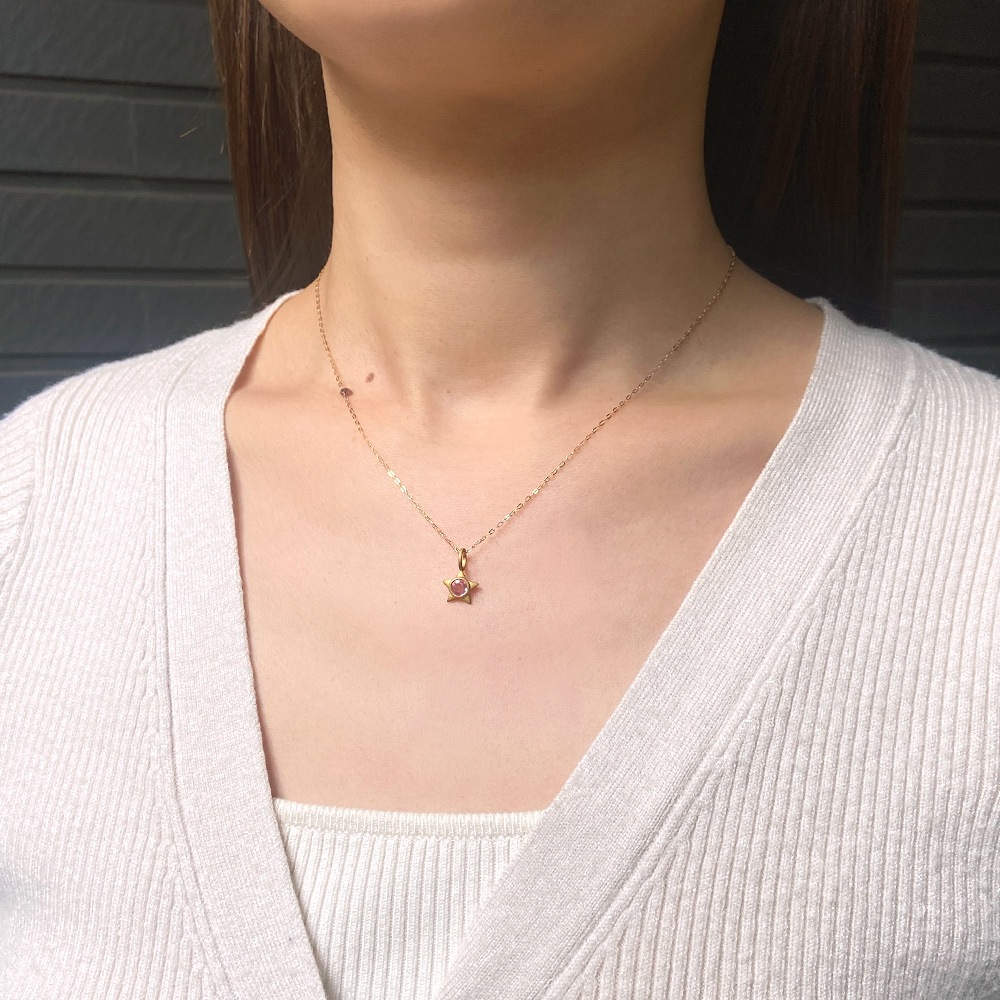 K18 ピンクサファイア スター ペンダントトップ