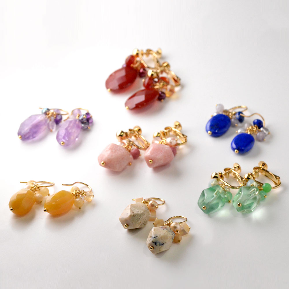 カラーストーン イヤリング ピアス