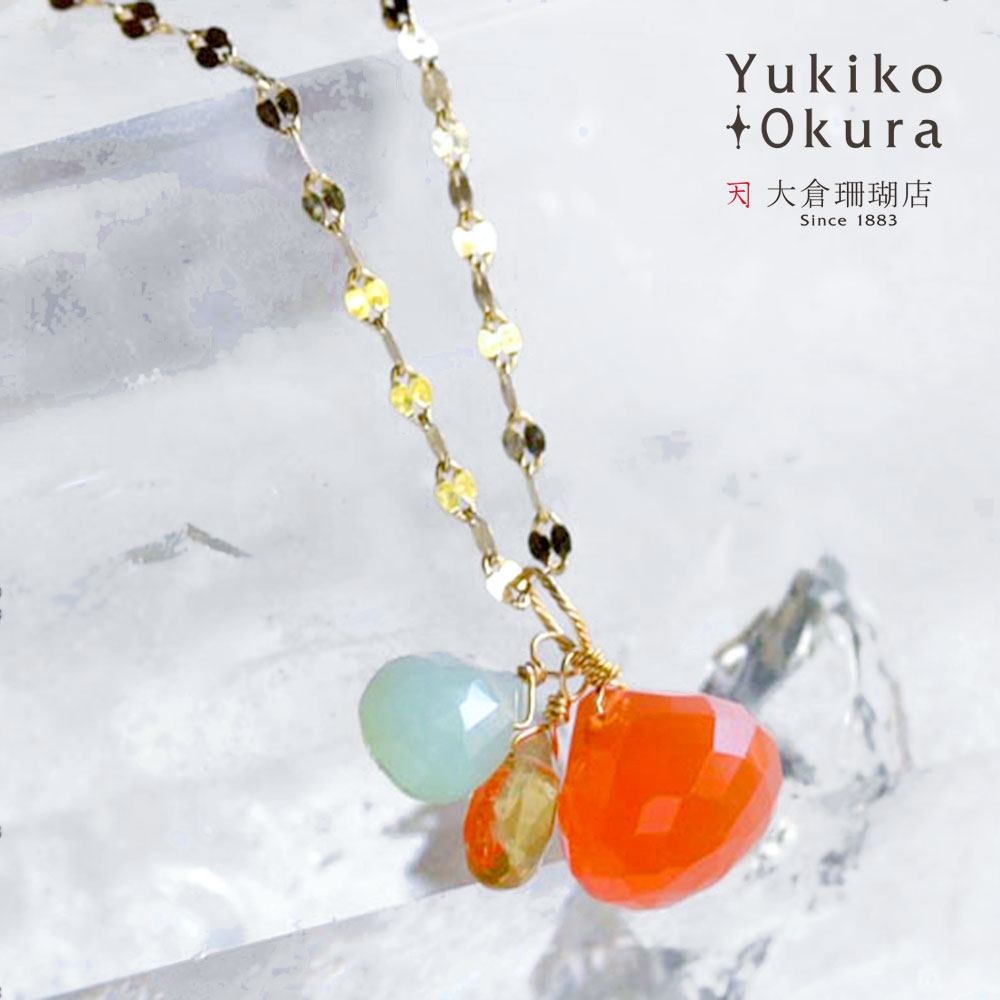 K18 カーネリアン クリソプレイズ トルマリン チャーム | Yukiko Okura