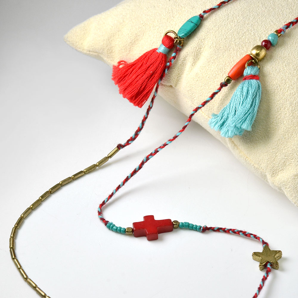 タッセル ビーズ デザインネックレス　