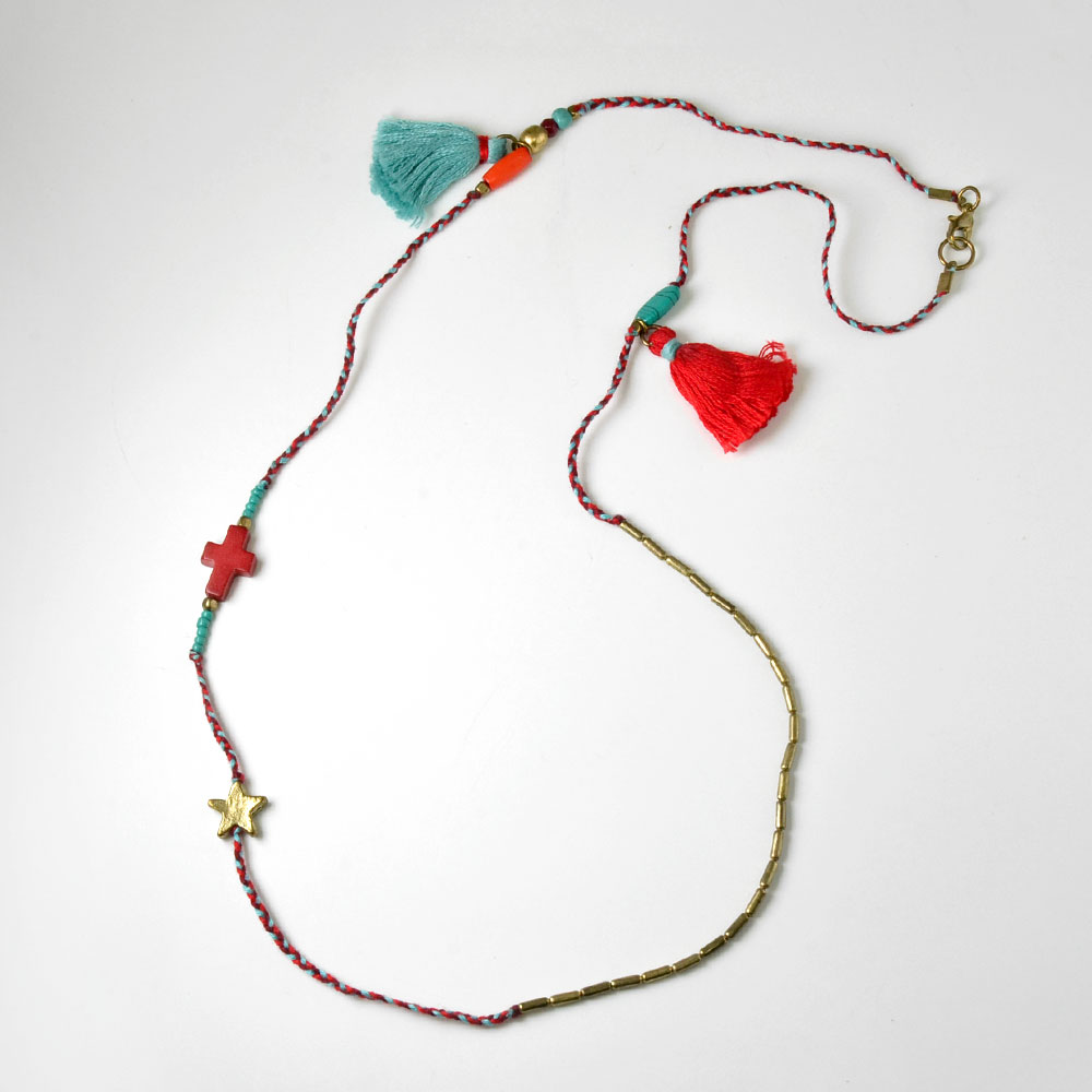 タッセル ビーズ デザインネックレス　