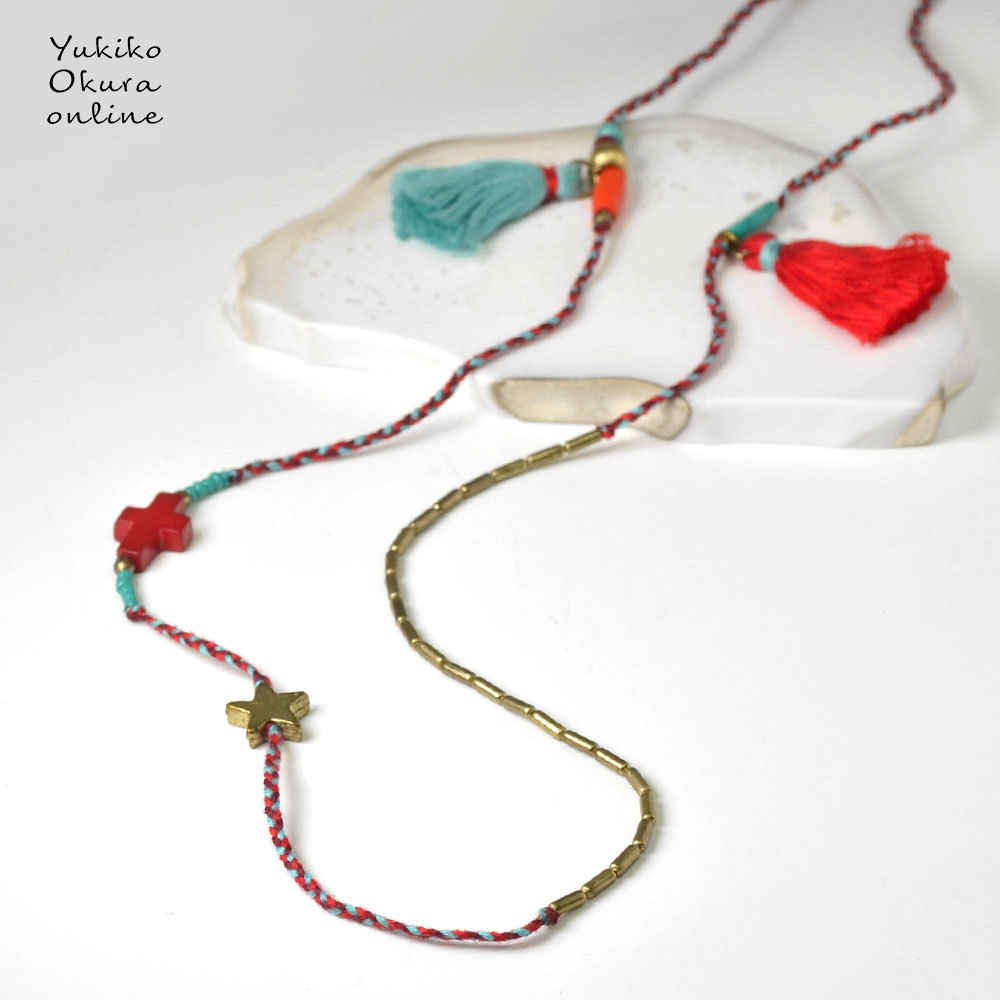 タッセル ビーズ デザインネックレス　