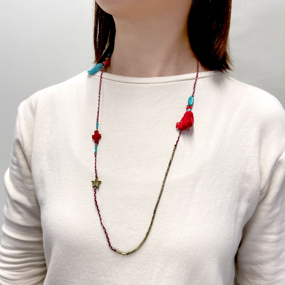 タッセル ビーズ デザインネックレス　