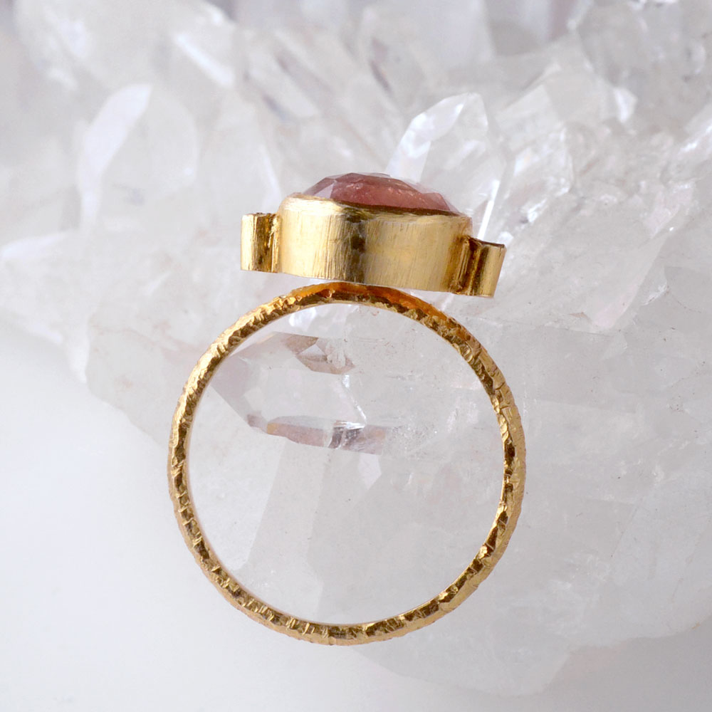 SV925 ピンクベージュカラーサファイア ダイヤ(0.045ct)リング