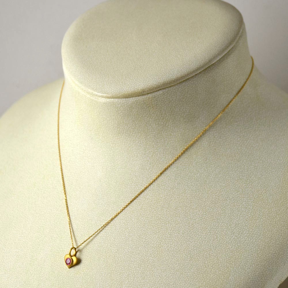 K18 ピンクサファイア ハート ペンダントトップ