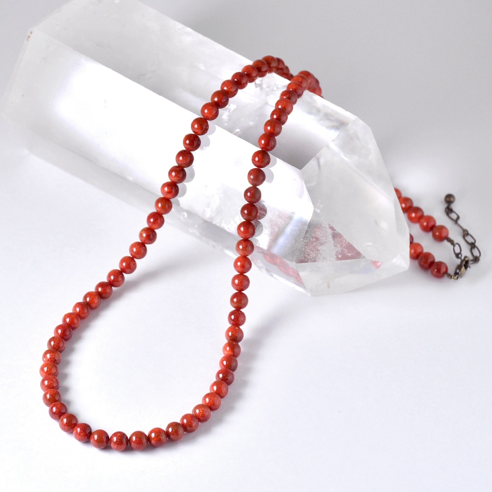 オオイソバナ珊瑚 セミロングネックレス