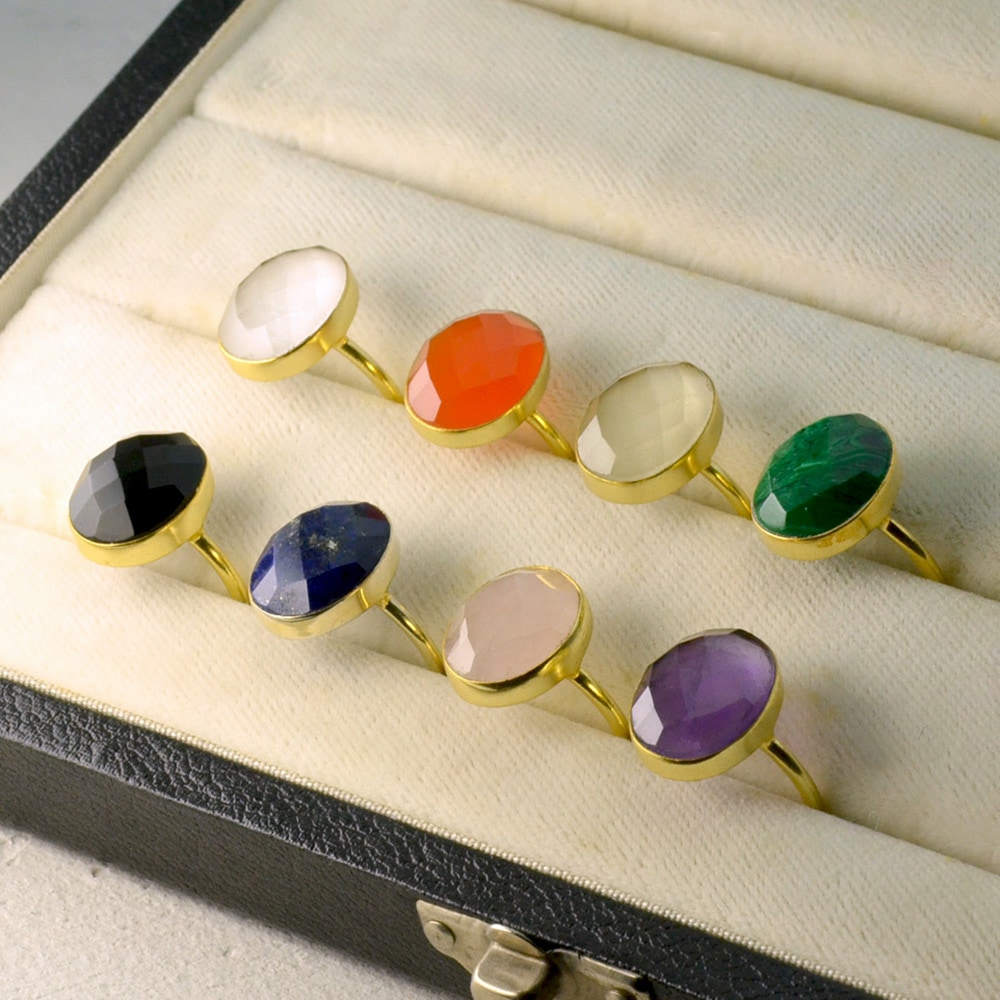 SV925(ゴールドカラー) 天然石 リング