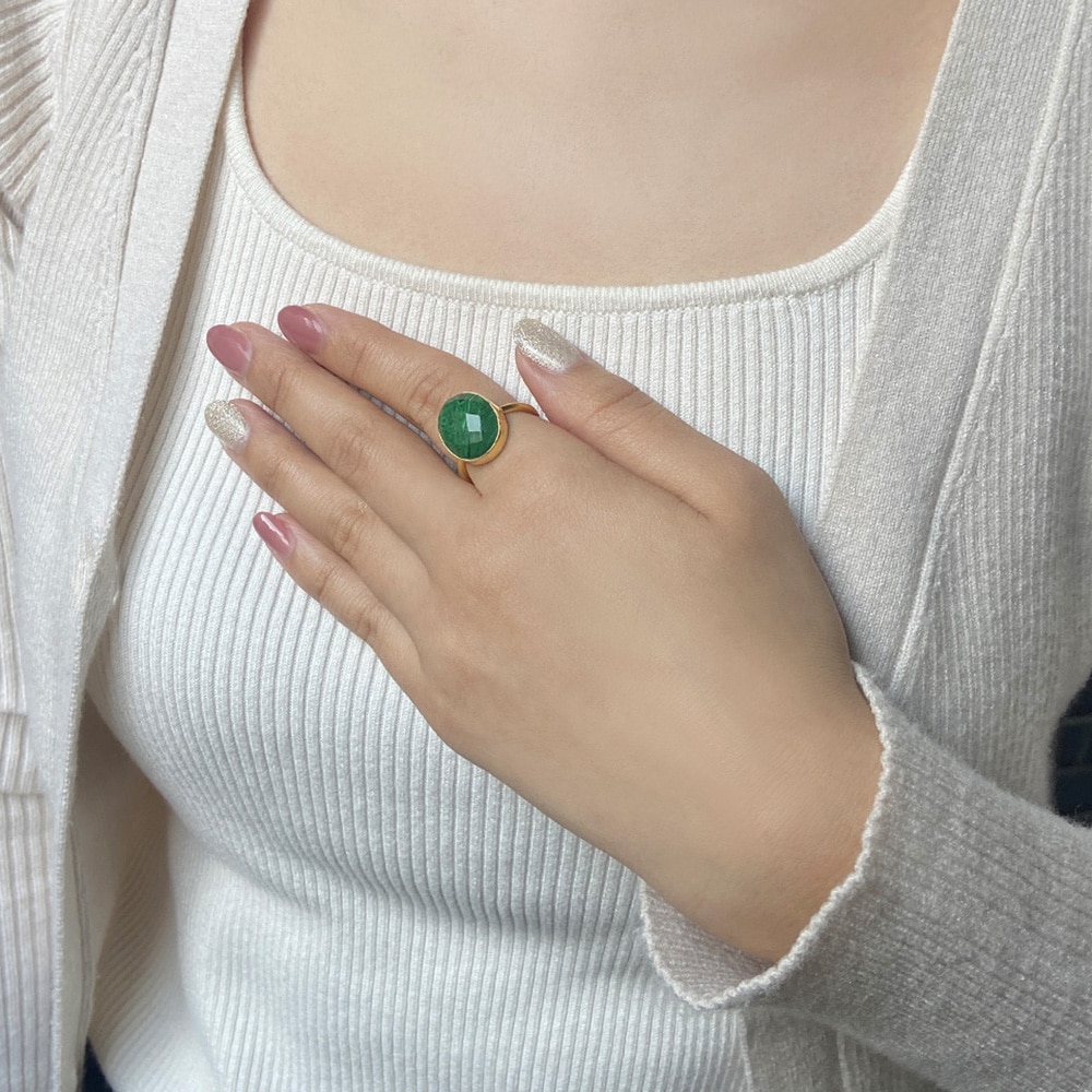 SV925(ゴールドカラー) 天然石 リング