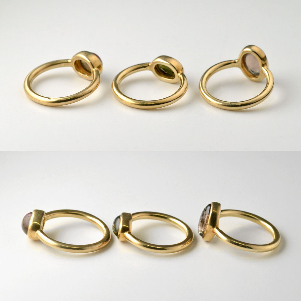 シルバー925(ゴールド仕上げ) トルマリン オーバルリング