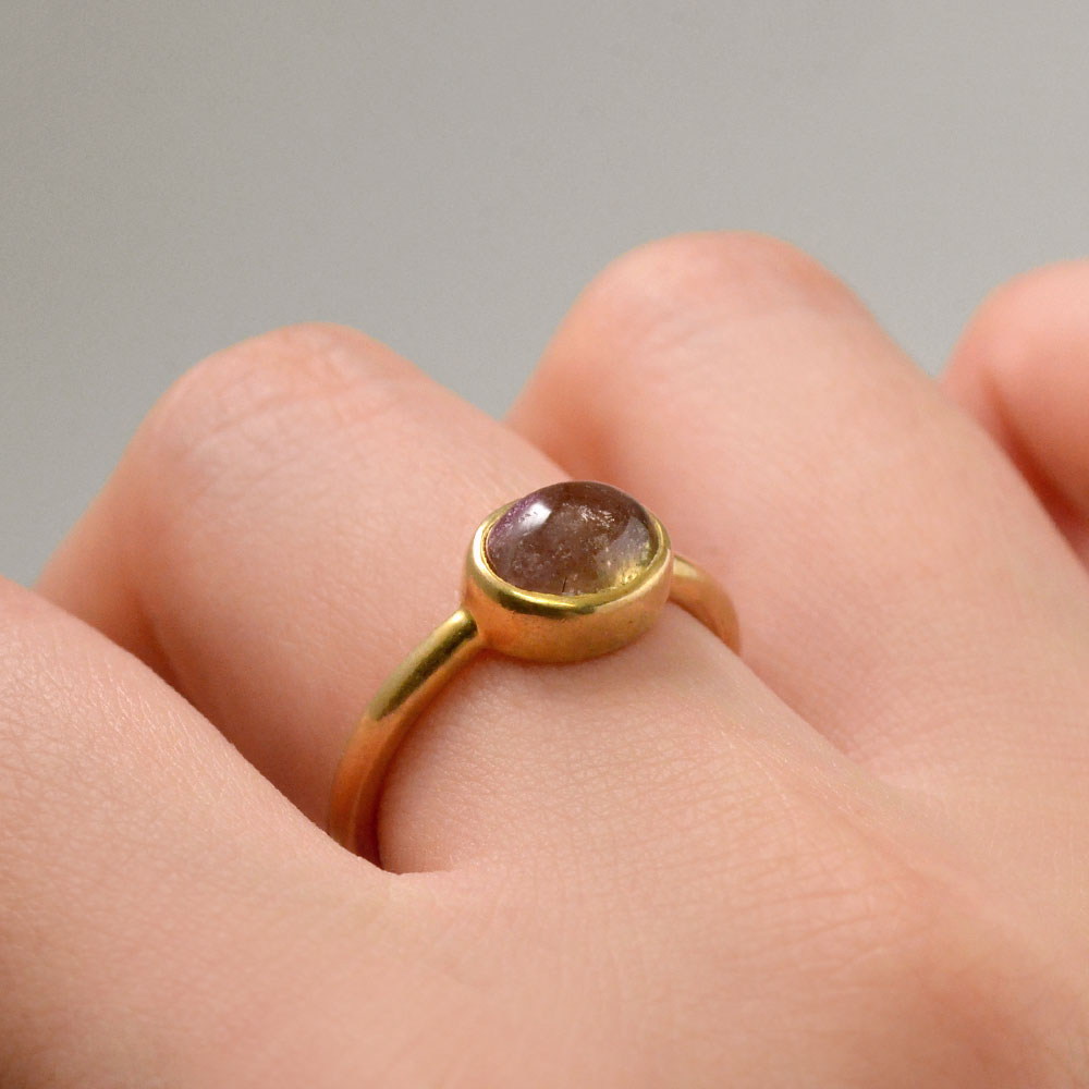 シルバー925(ゴールド仕上げ) トルマリン オーバルリング