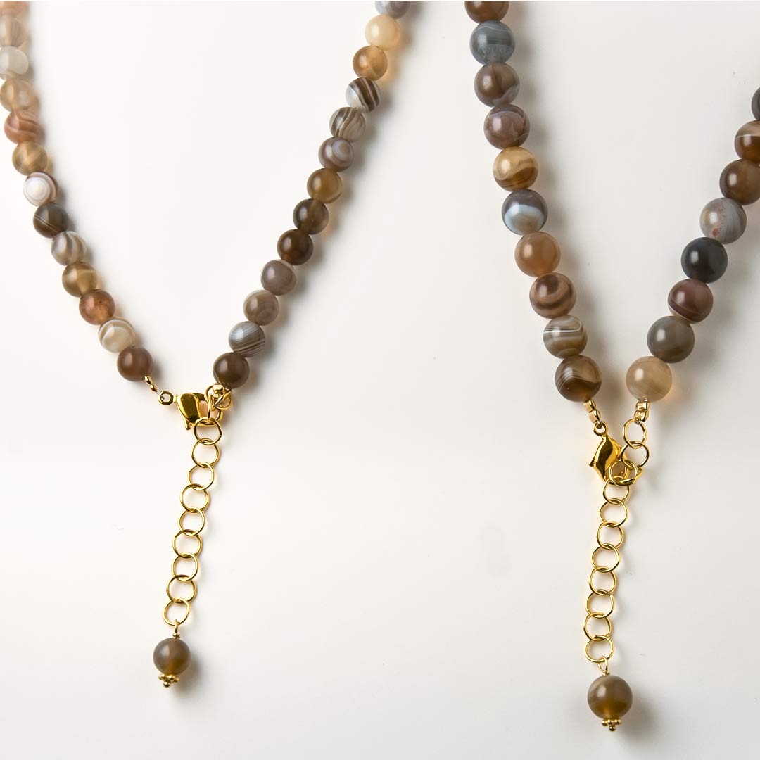 カラーで選ぶラウンドネックレス (6mm･8mm)　ボツワナアゲイト【Fortune Stone Table】