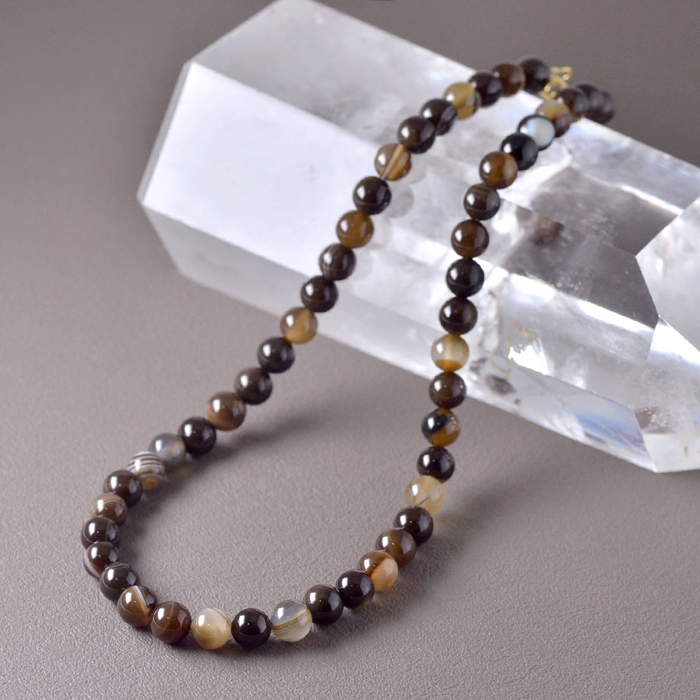 カラーで選ぶラウンドネックレス (6mm･8mm)　ボツワナアゲイト【Fortune Stone Table】