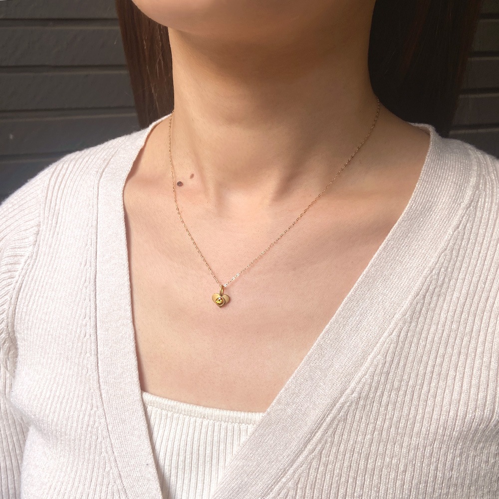 K18 イエローサファイア ハート ペンダントトップ