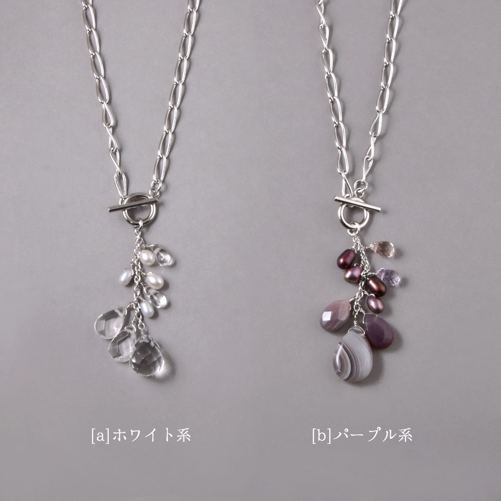 淡水パール 天然石 トップドリル フリンジペンダント(ホワイト系・パープル系)