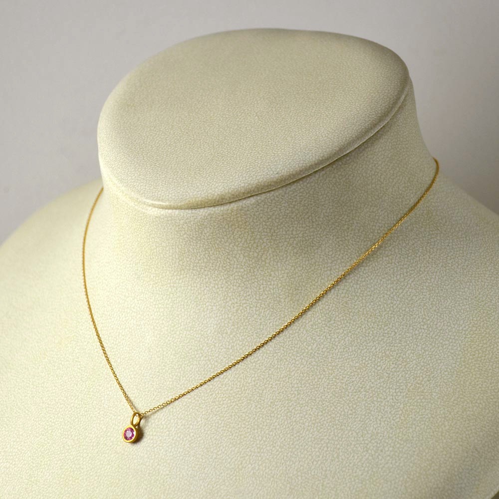 K18 ピンクサファイア ラウンド ペンダントトップ