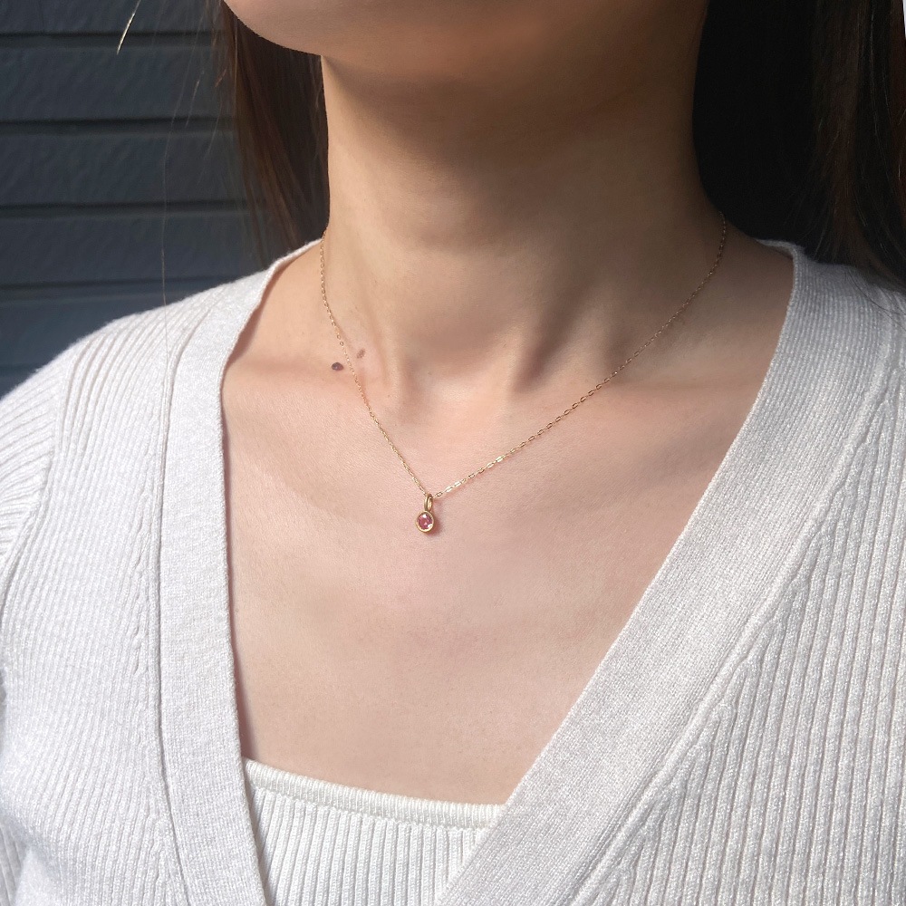 K18 ピンクサファイア ラウンド ペンダントトップ