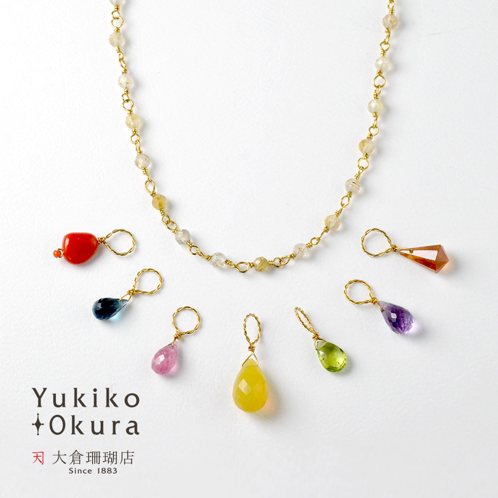 7daysチャーム付 ルチルクォーツ ネックレス