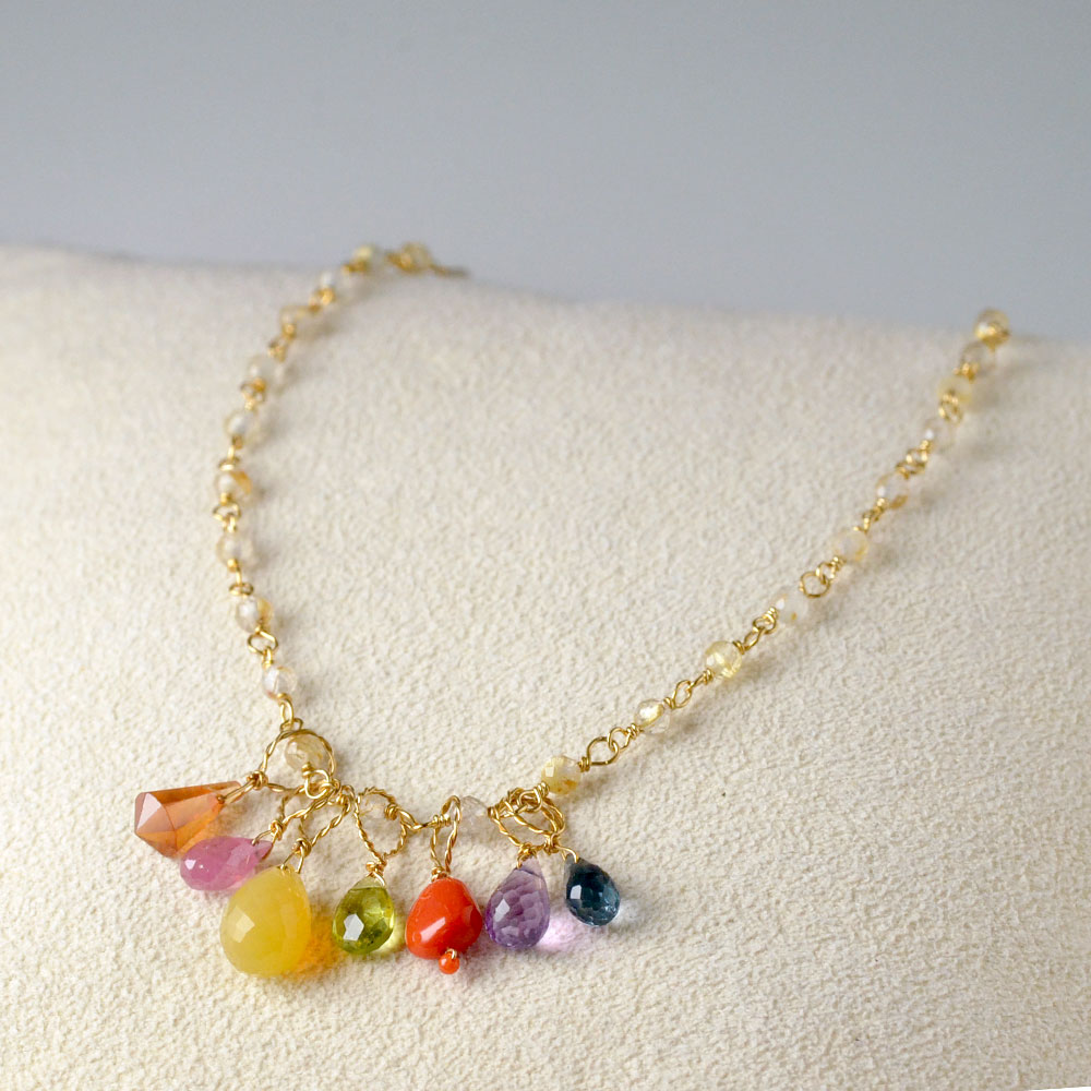 7daysチャーム付 ルチルクォーツ ネックレス