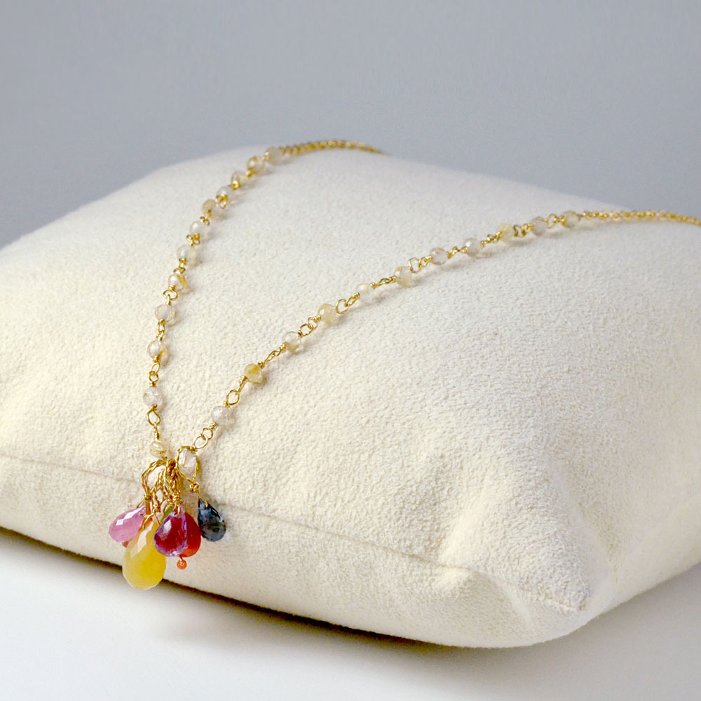 7daysチャーム付 ルチルクォーツ ネックレス