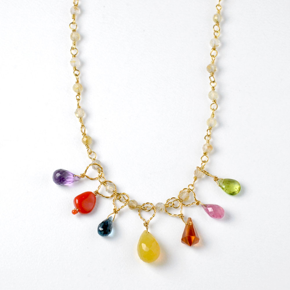 7daysチャーム付 ルチルクォーツ ネックレス