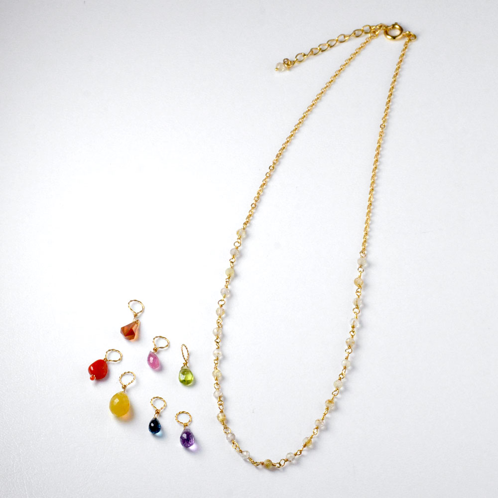 7daysチャーム付 ルチルクォーツ ネックレス