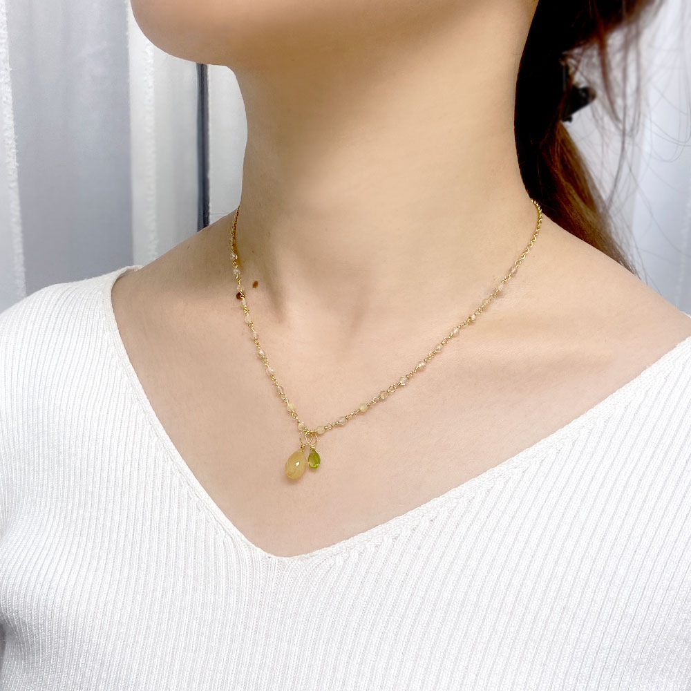 7daysチャーム付 ルチルクォーツ ネックレス