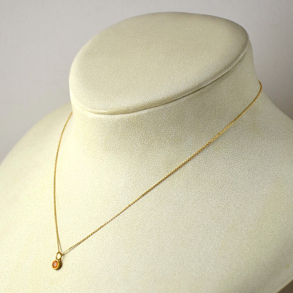 K18 オレンジサファイア ラウンド ペンダントトップ