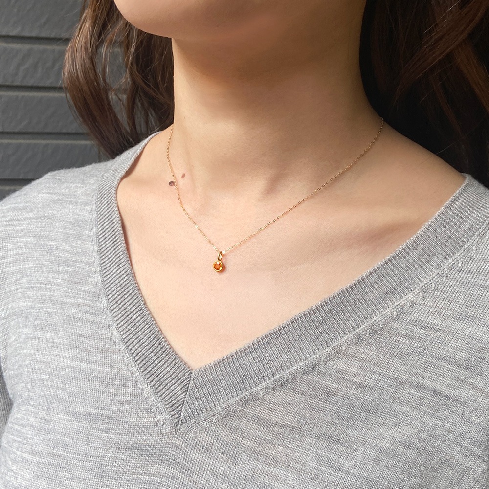 K18 オレンジサファイア ラウンド ペンダントトップ