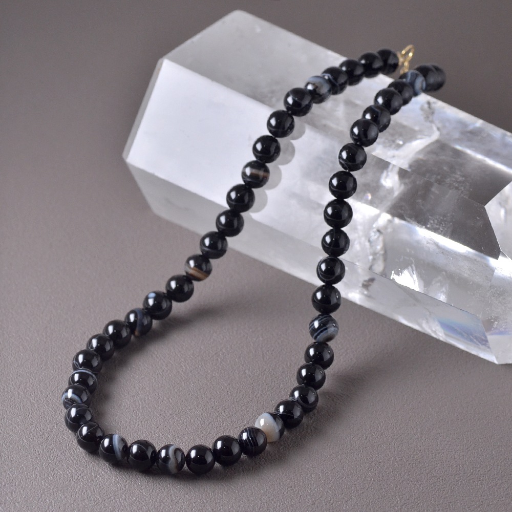 カラーで選ぶラウンドネックレス (6mm･8mm)　サードオニキス【Fortune Stone Table】
