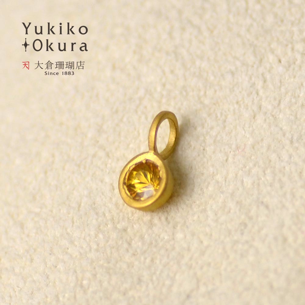 K18 イエローサファイア ラウンド ペンダントトップ