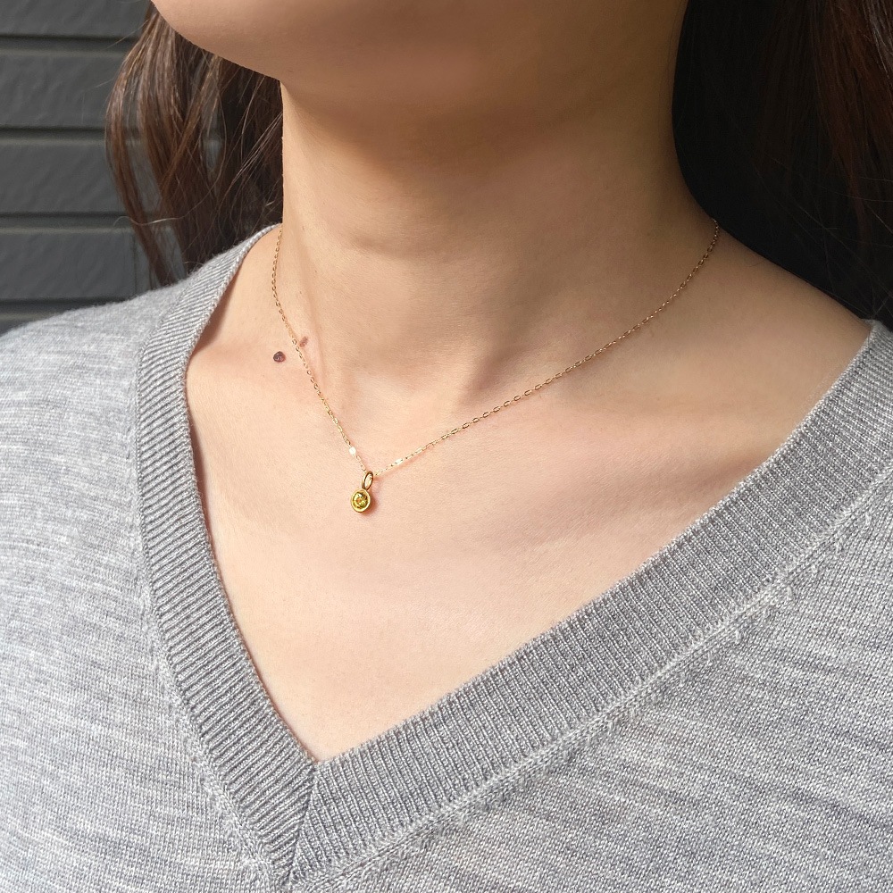 K18 イエローサファイア ラウンド ペンダントトップ