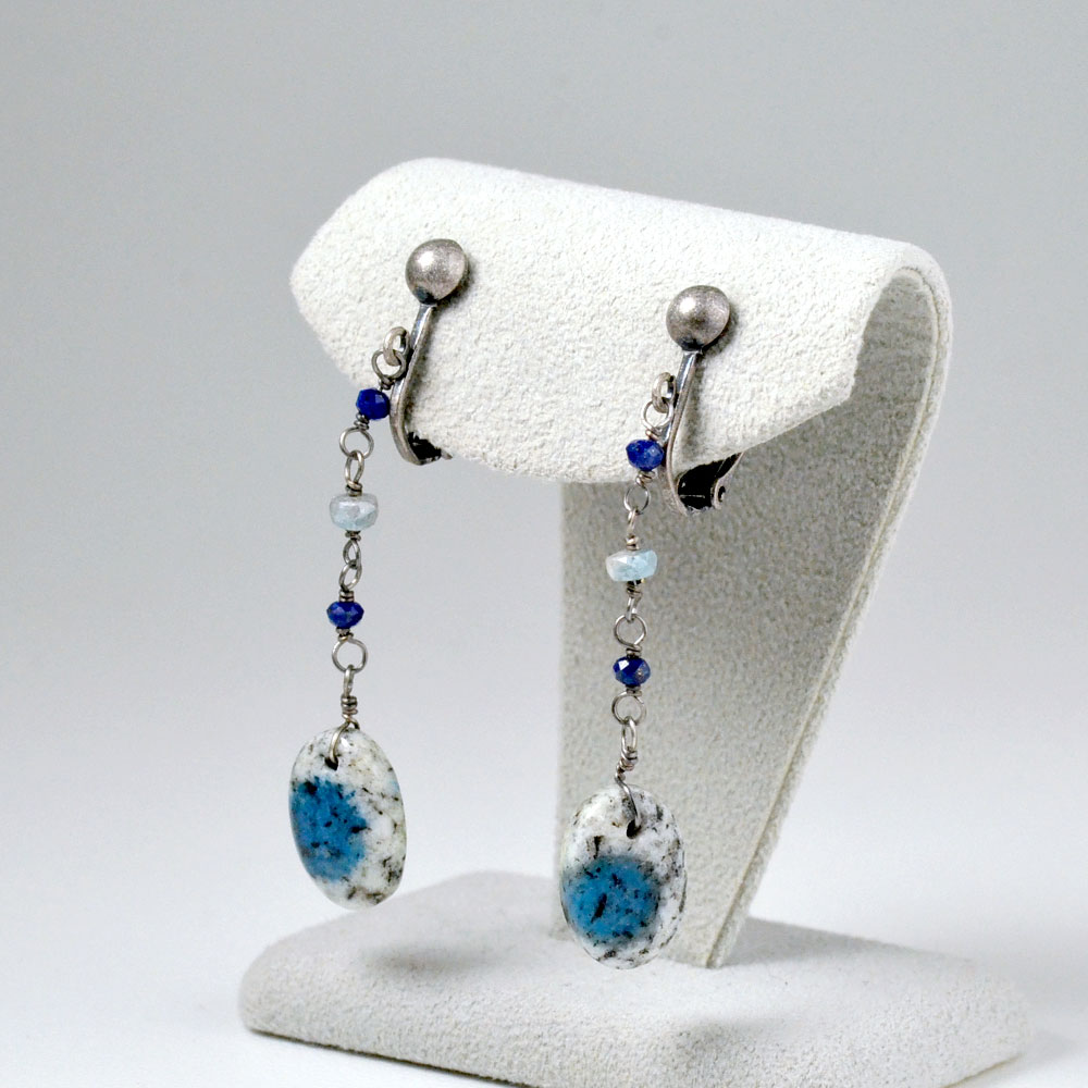 アズライトイングラナイト ラピスラズリ シリマナイト イヤリング ピアス