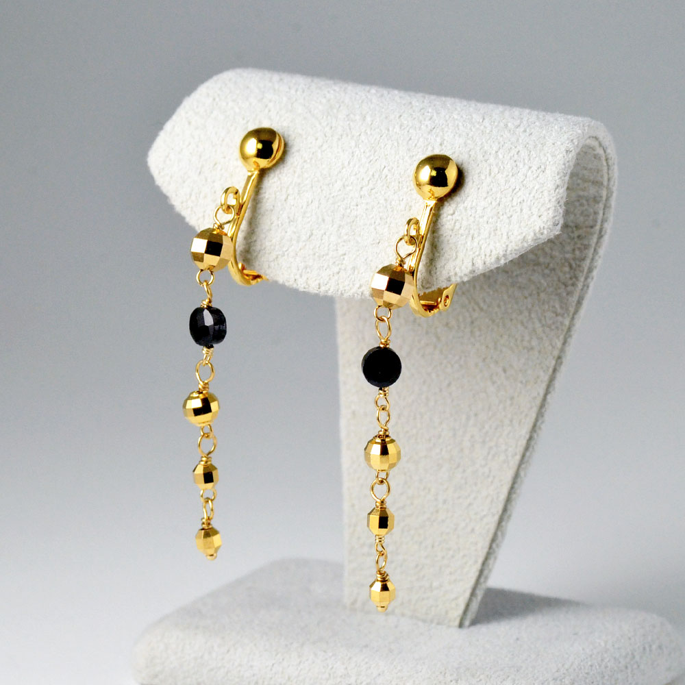ブラックスピネル ロングイヤリング ピアス