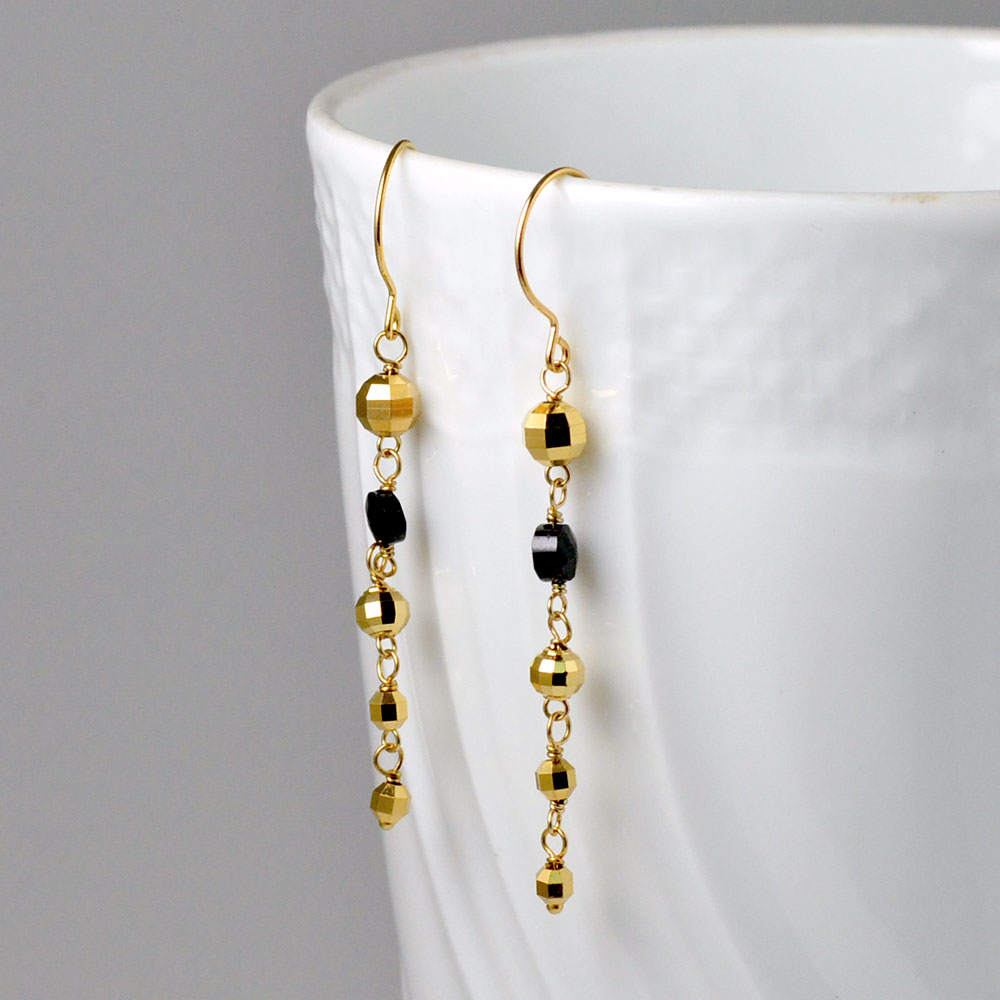 ブラックスピネル ロングイヤリング ピアス