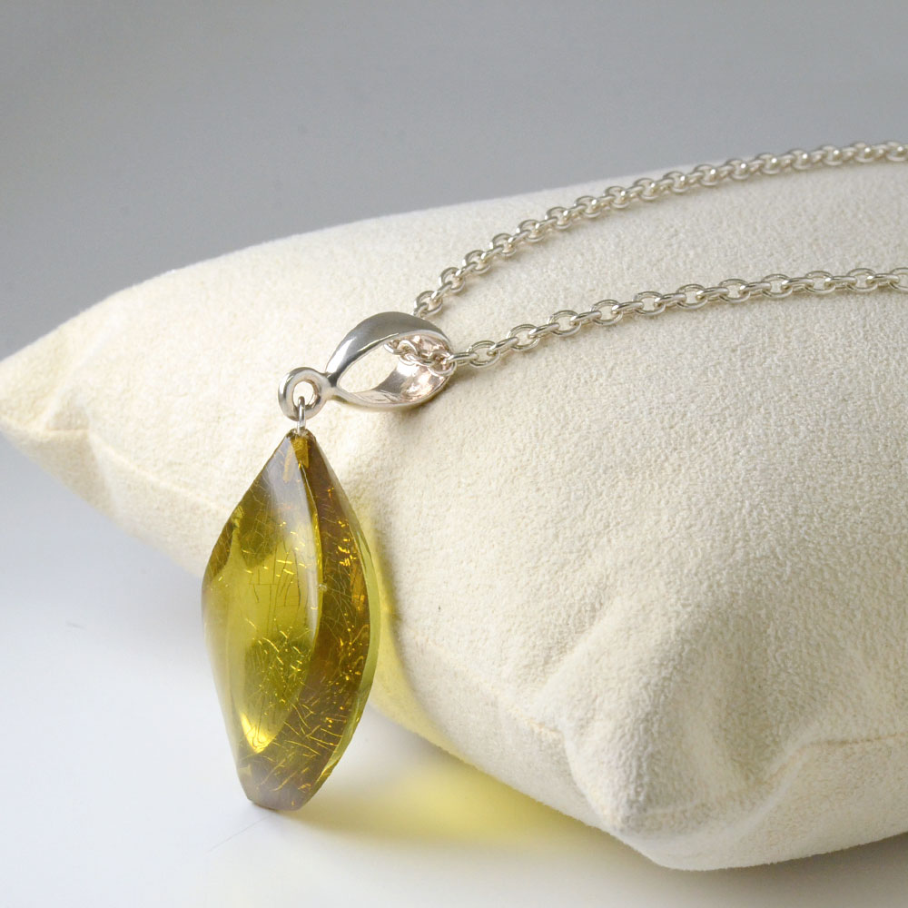 シルバー925 グリーンアンバー ペンダントトップ