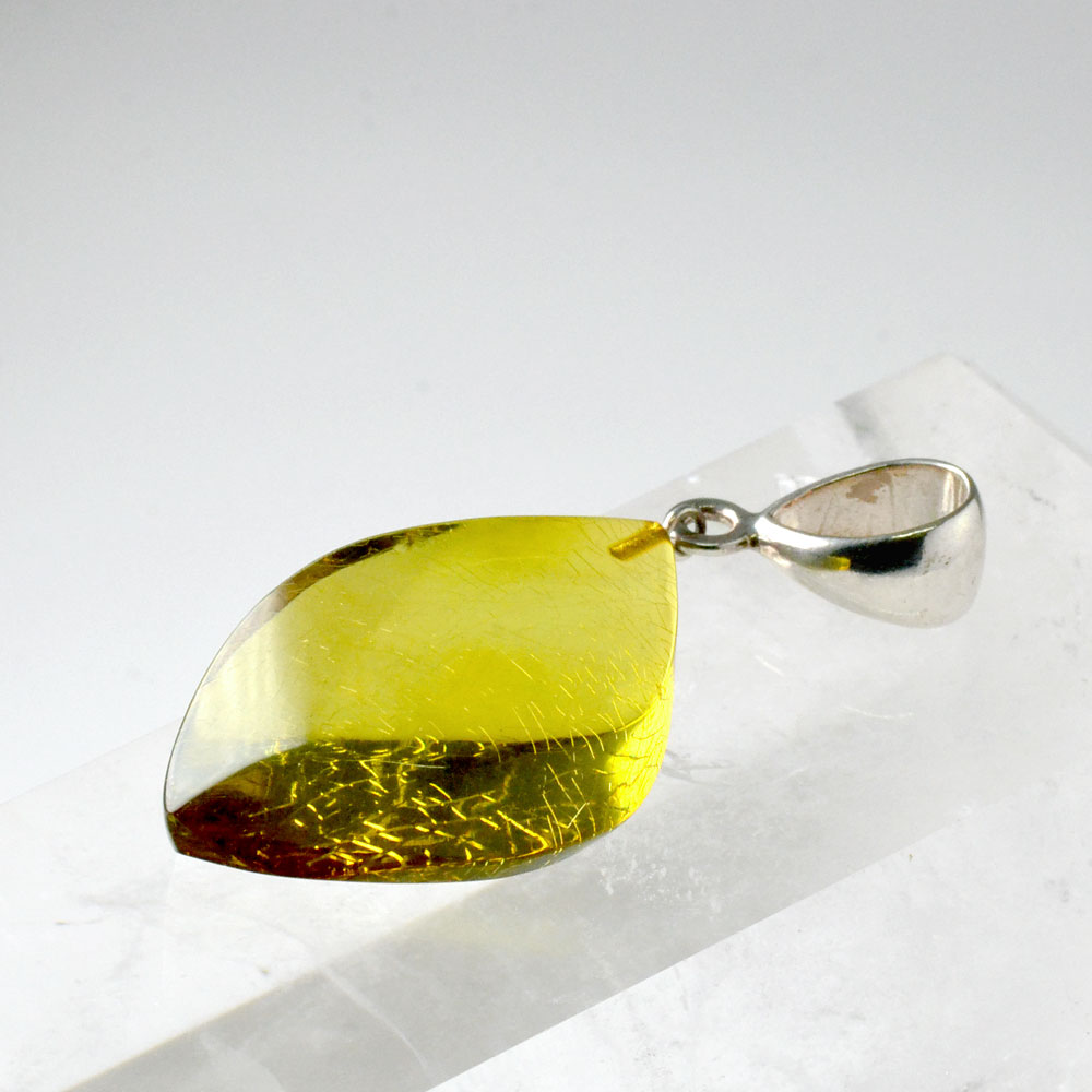 シルバー925 グリーンアンバー ペンダントトップ