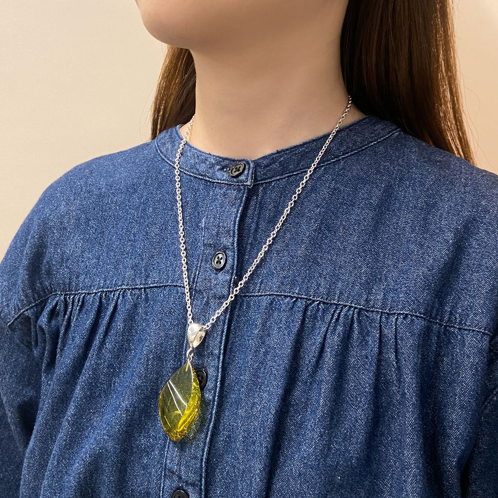 シルバー925 グリーンアンバー ペンダントトップ