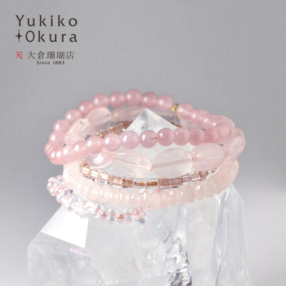 ローズクォーツ ピンクジェイド 5連ストレッチブレス