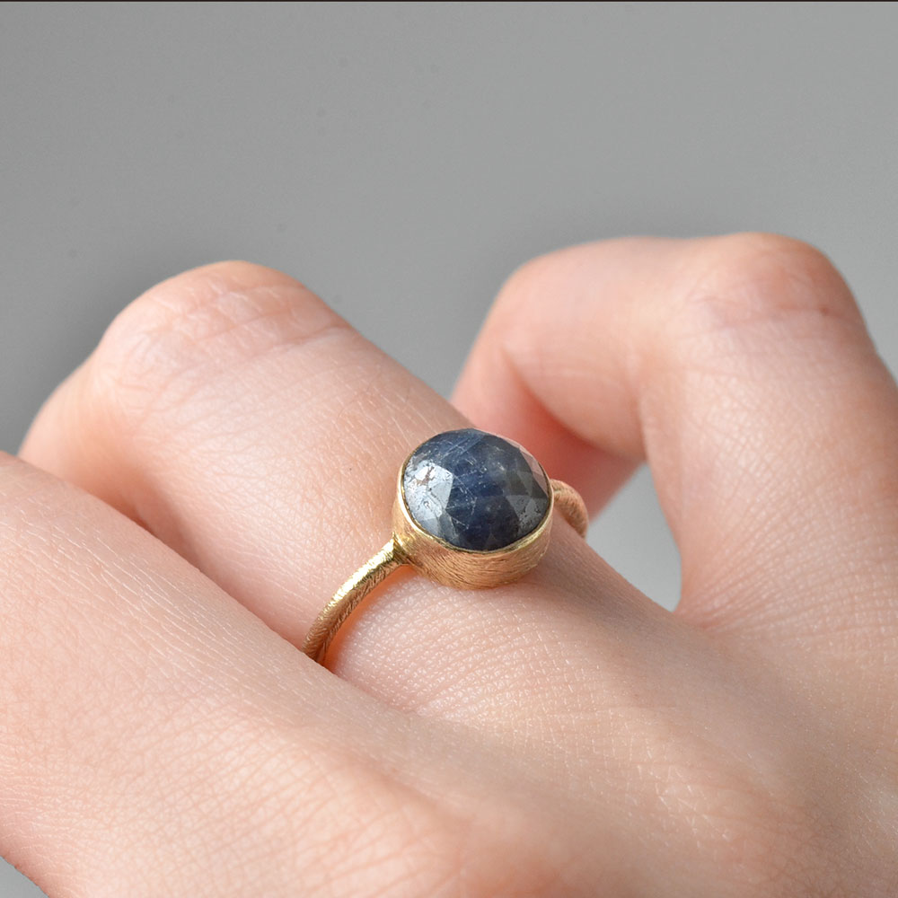 シルバー925(ゴールド仕上げ) サファイア・トルマリン リング