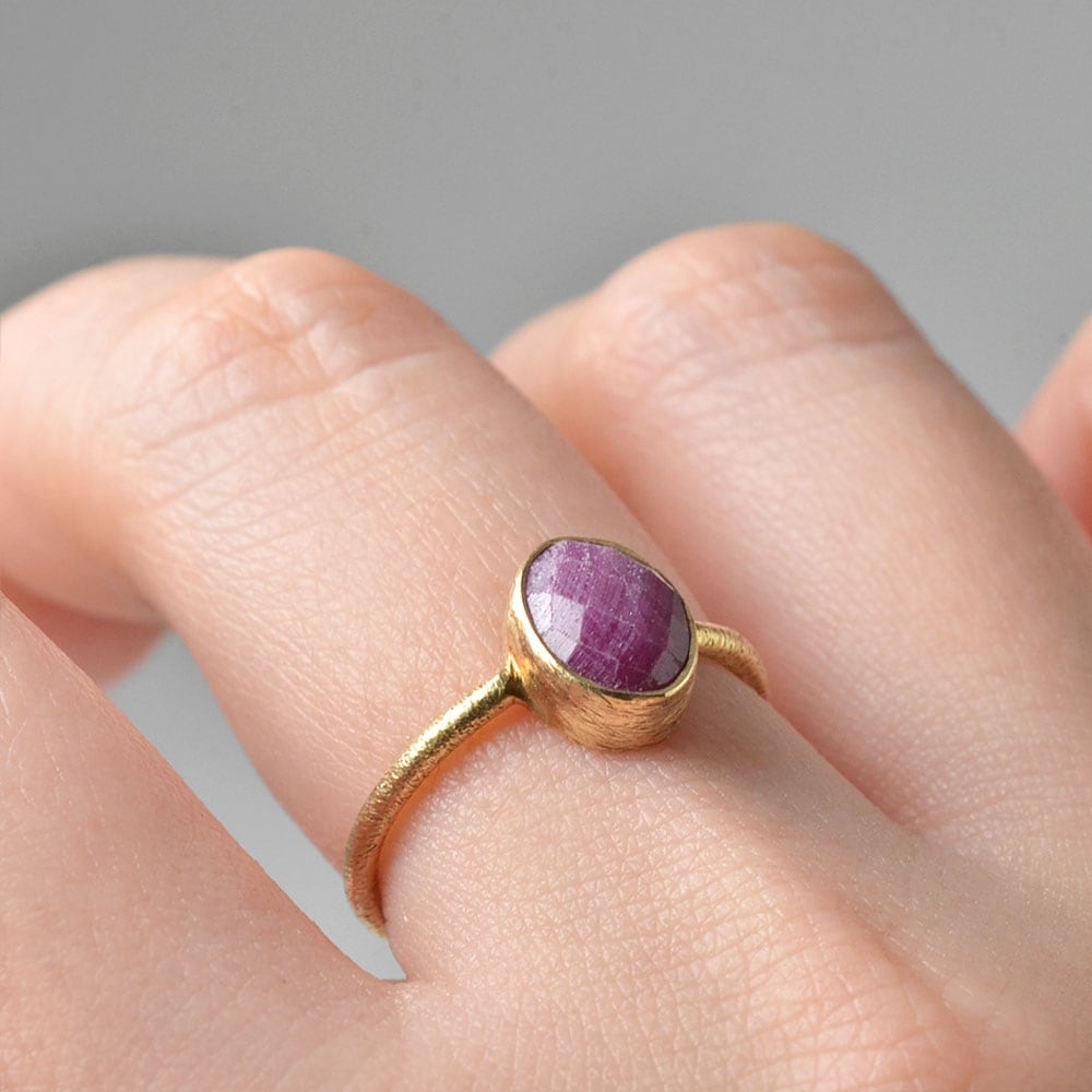 シルバー925(ゴールド仕上げ) サファイア・トルマリン リング